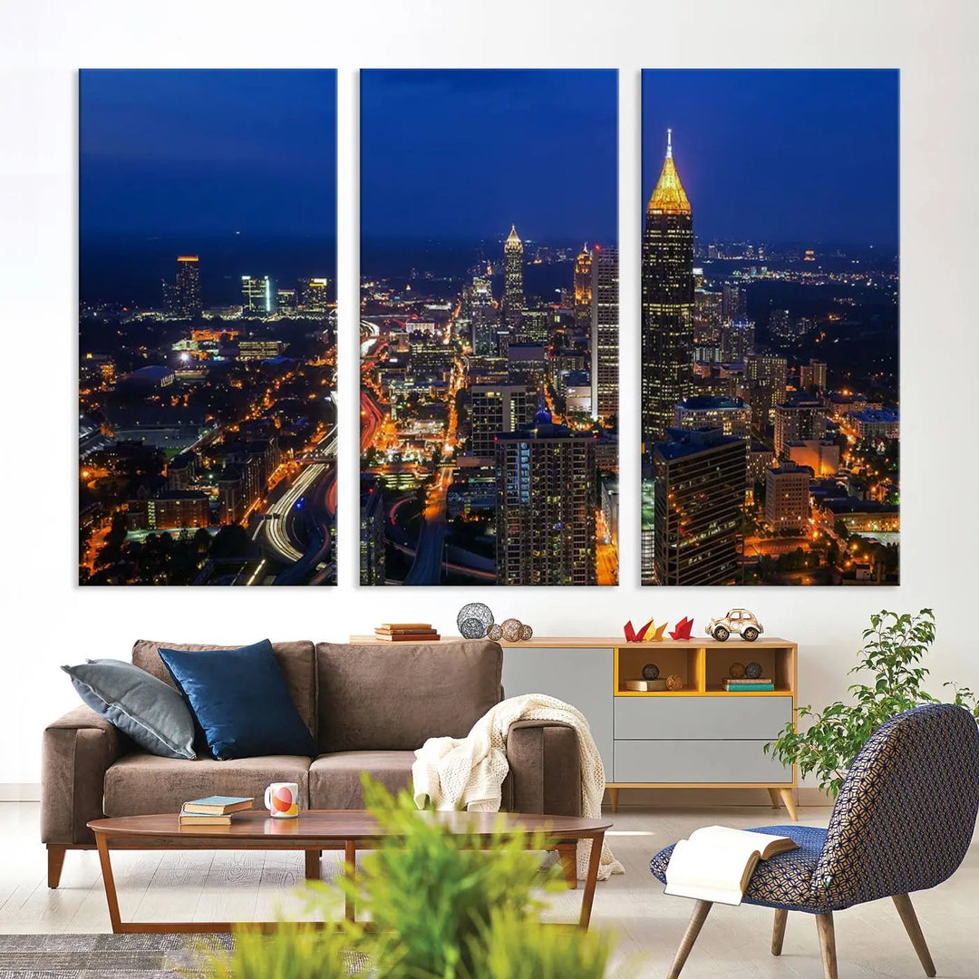 Atlanta City View Wall Art Canvas Print 