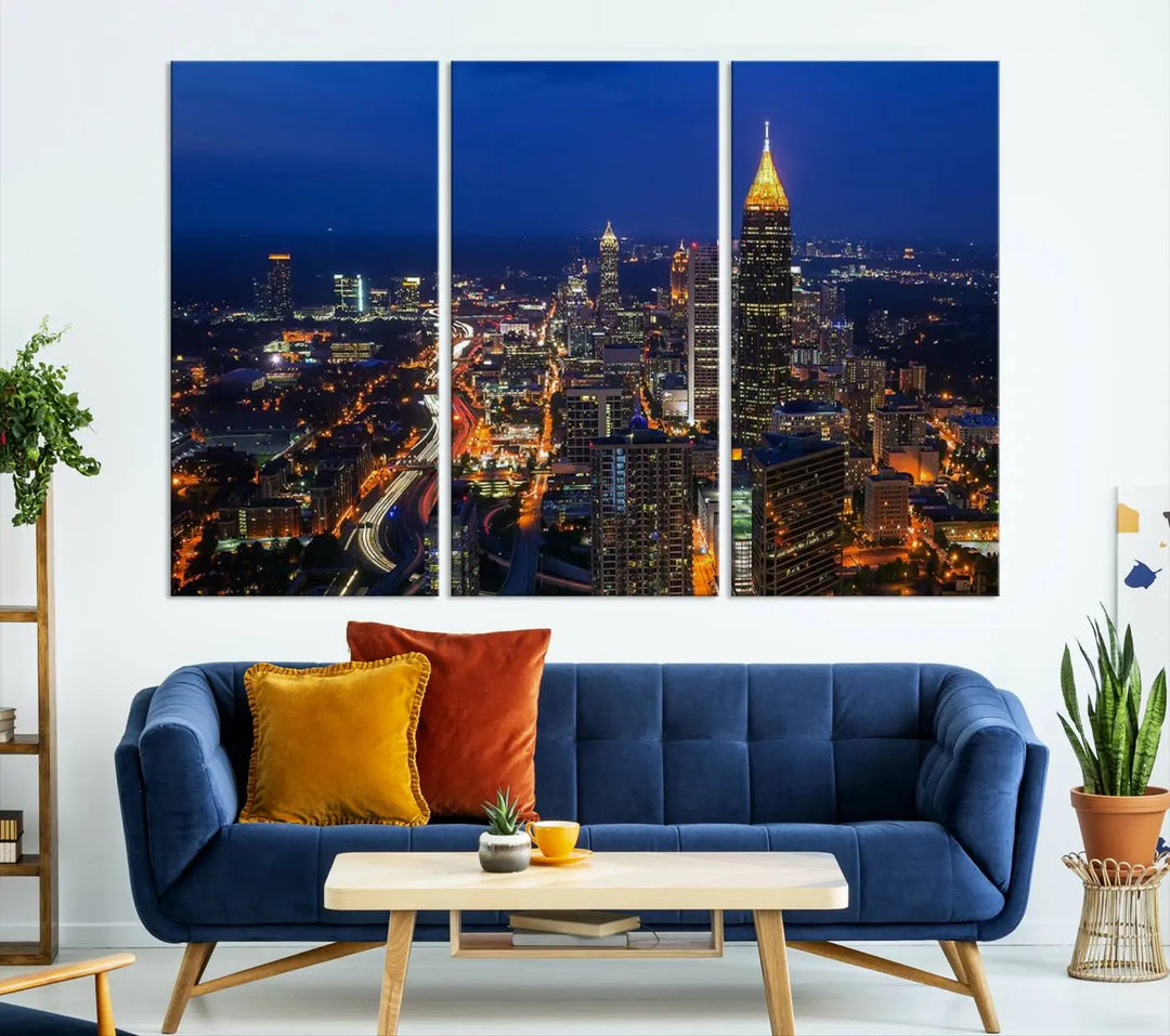 Atlanta City View Wall Art Canvas Print 