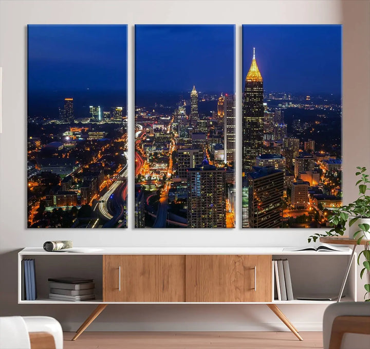 Atlanta City View Wall Art Canvas Print 