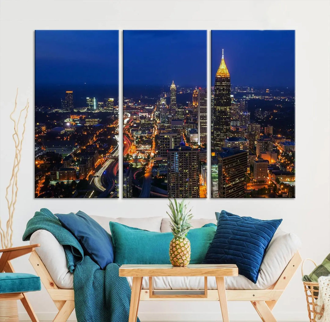 Atlanta City View Wall Art Canvas Print 