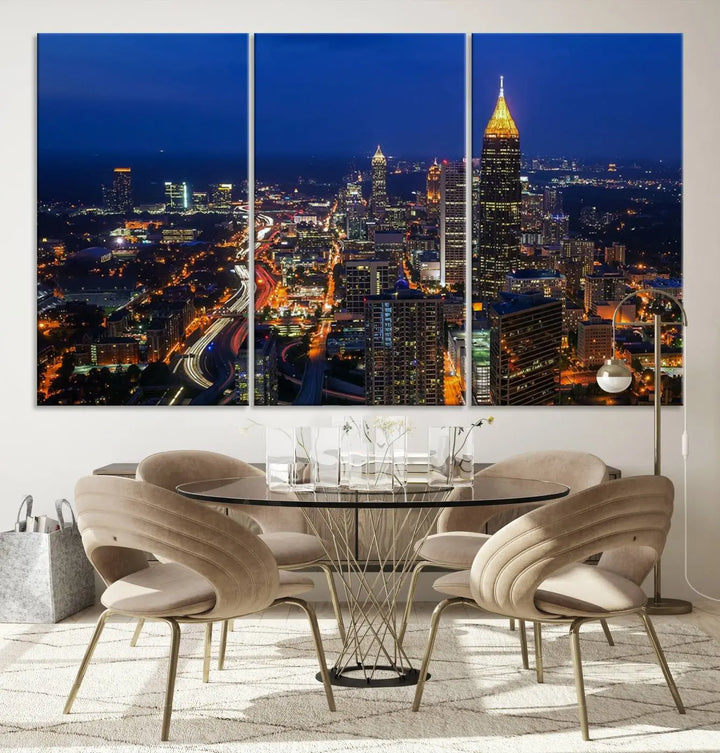 Atlanta City View Wall Art Canvas Print 