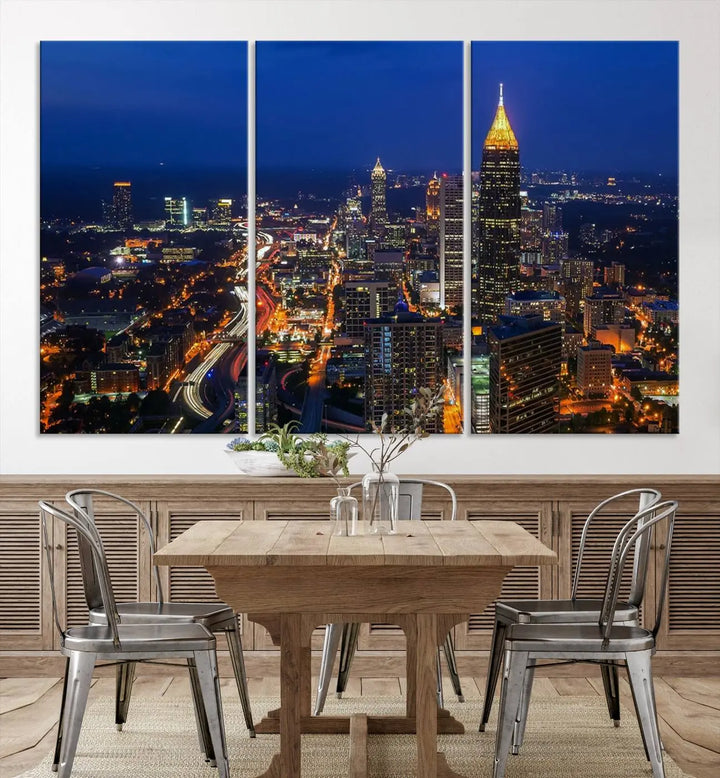 Atlanta City View Wall Art Canvas Print 