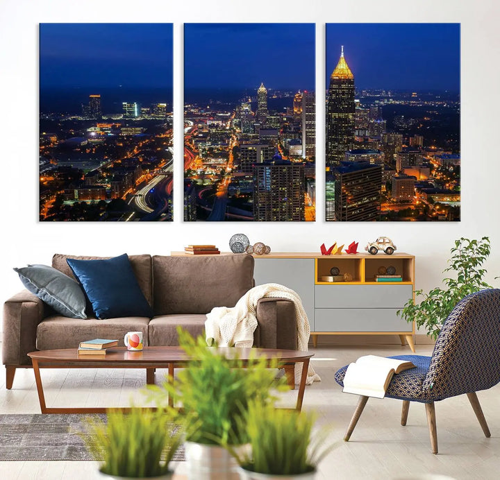 Atlanta City View Wall Art Canvas Print 