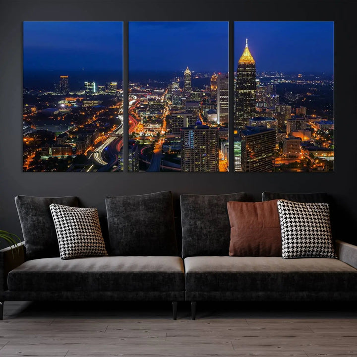 Atlanta City View Wall Art Canvas Print 