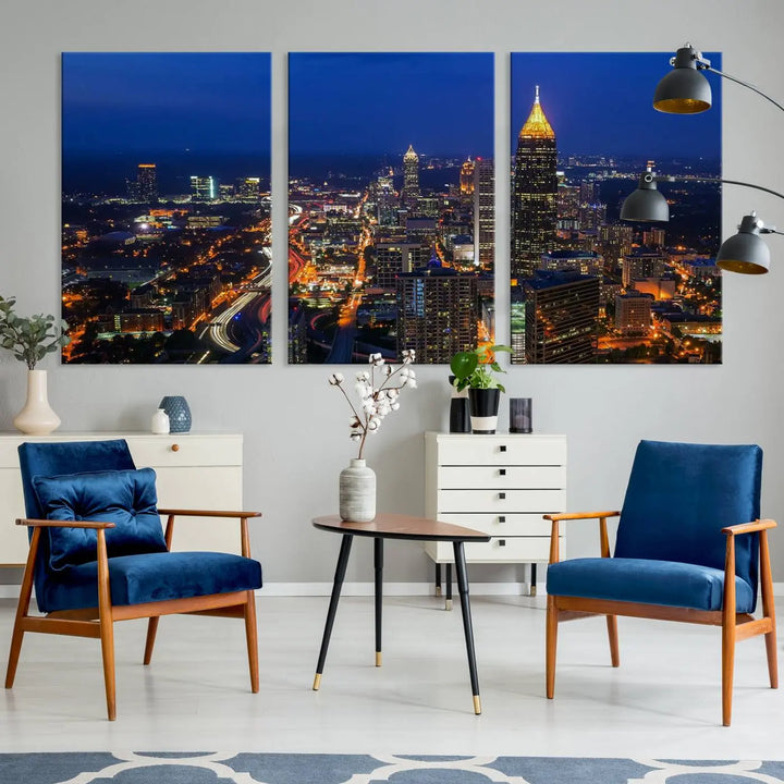 Atlanta City View Wall Art Canvas Print 