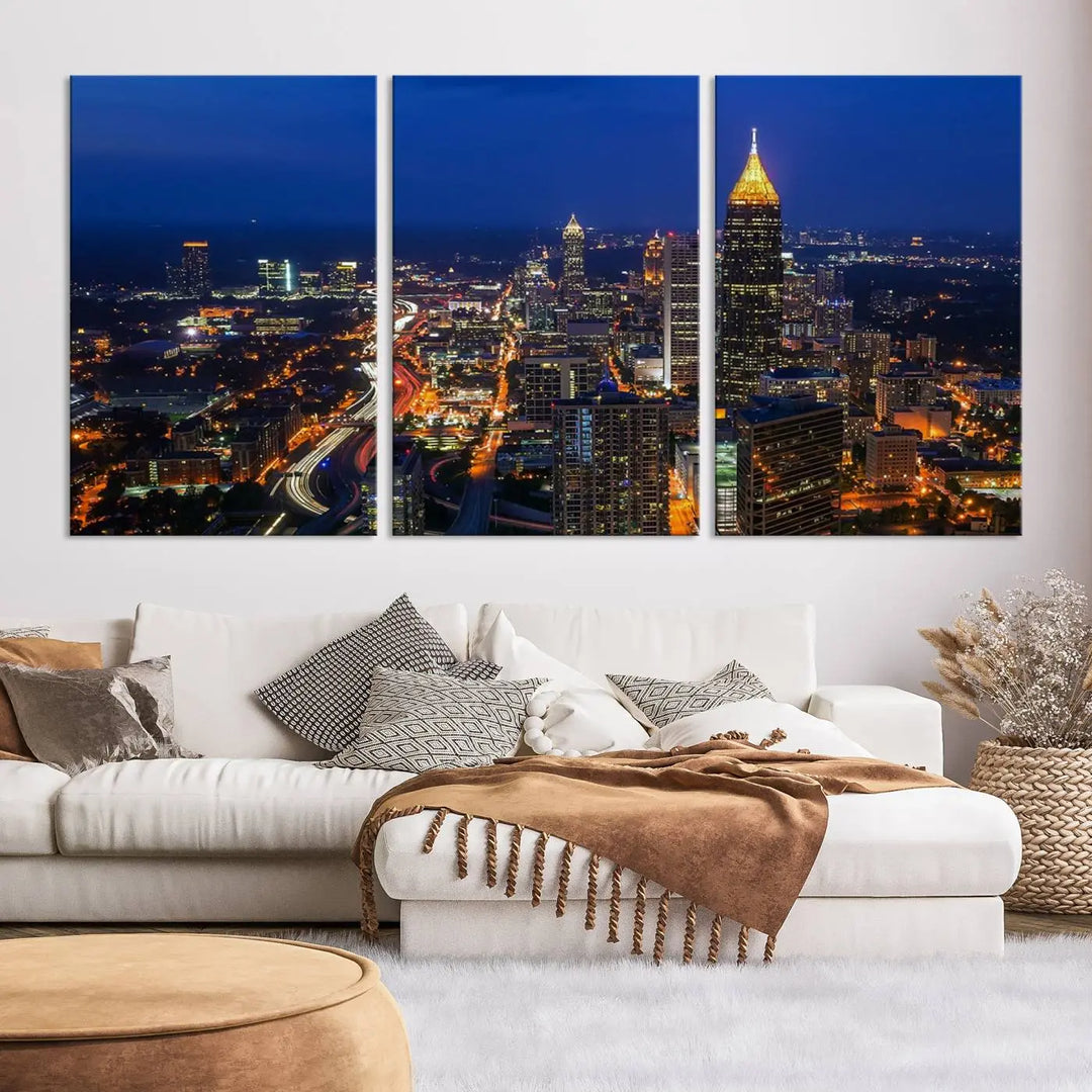 Atlanta City View Wall Art Canvas Print 