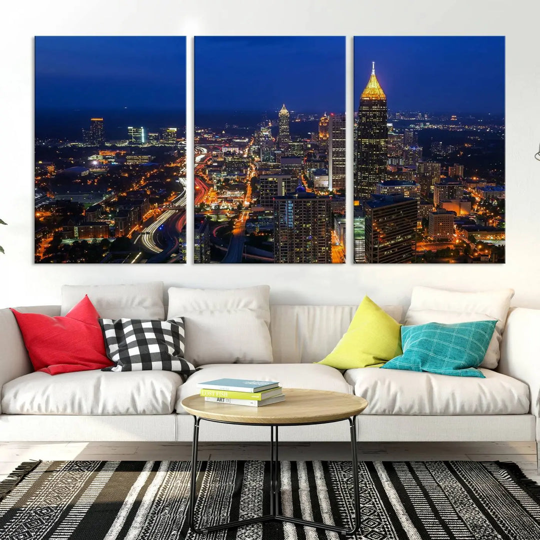 Atlanta City View Wall Art Canvas Print 