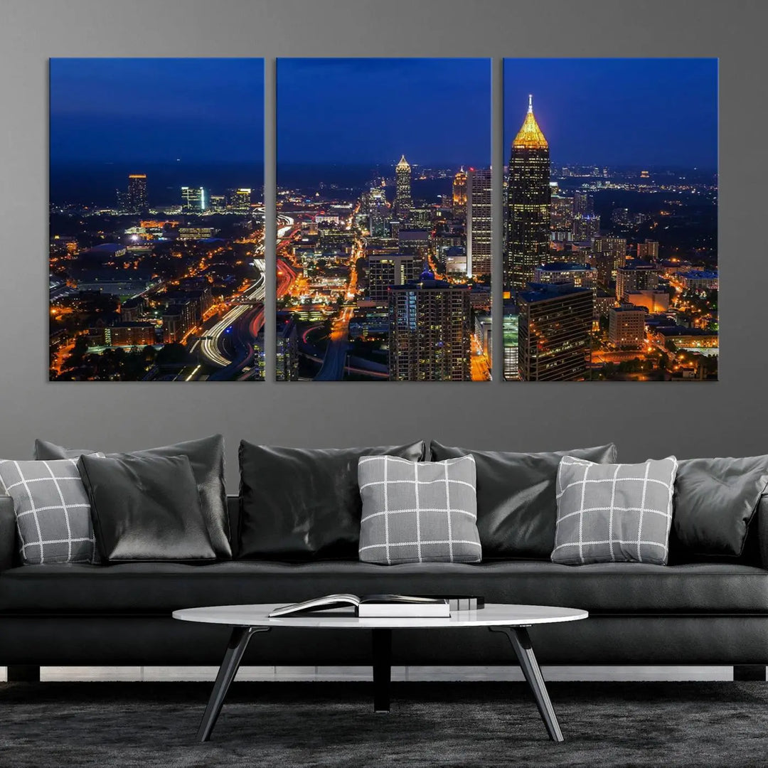 Atlanta City View Wall Art Canvas Print 