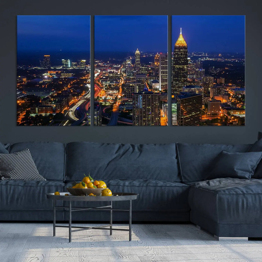 Atlanta City View Wall Art Canvas Print 