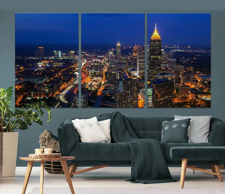 Atlanta City View Wall Art Canvas Print 