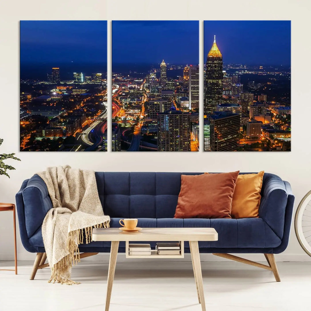 Atlanta City View Wall Art Canvas Print 