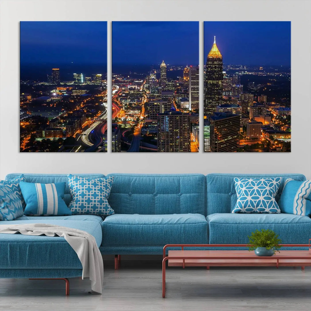 Atlanta City View Wall Art Canvas Print 