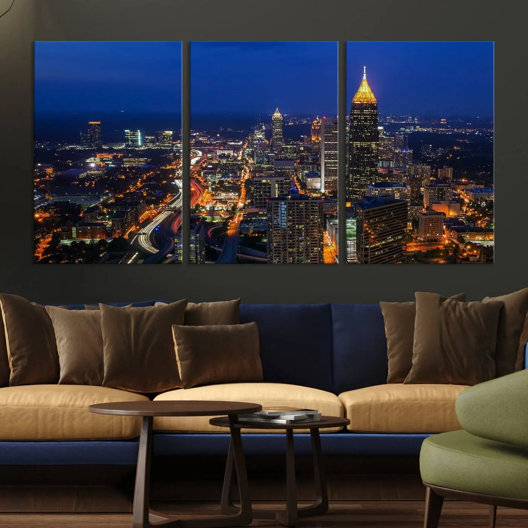 Atlanta City View Wall Art Canvas Print 