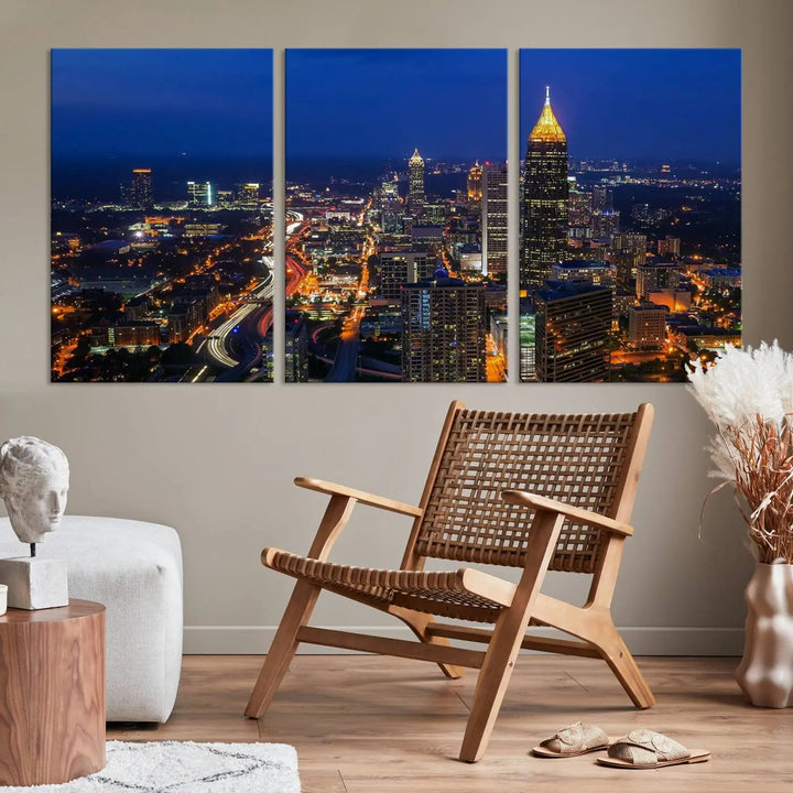 Atlanta City View Wall Art Canvas Print 