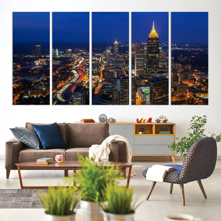 Atlanta City View Wall Art Canvas Print 