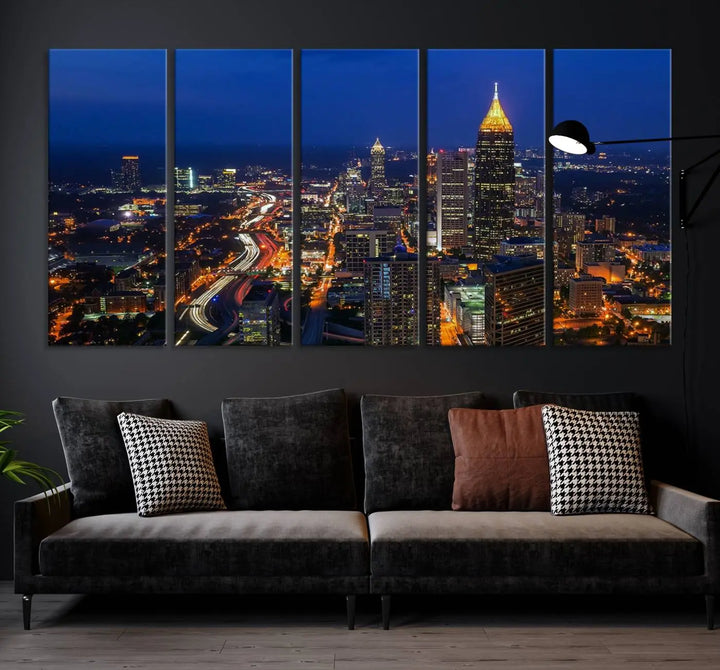 Atlanta City View Wall Art Canvas Print 