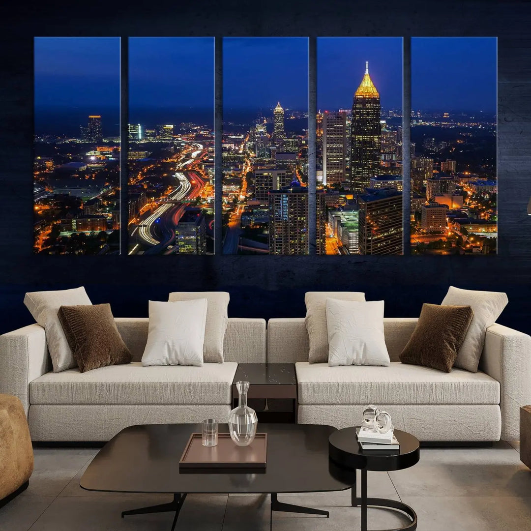 Atlanta City View Wall Art Canvas Print 