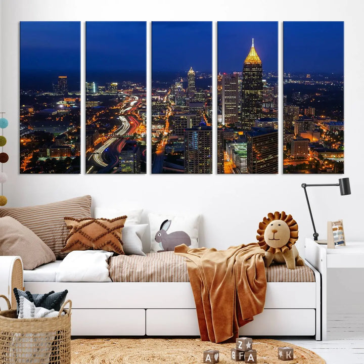 Atlanta City View Wall Art Canvas Print 