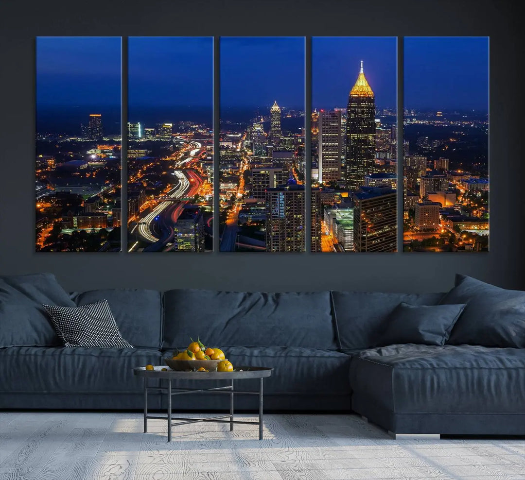 Atlanta City View Wall Art Canvas Print 