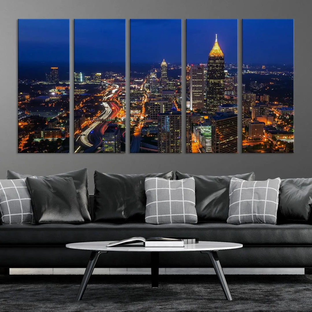 Atlanta City View Wall Art Canvas Print 