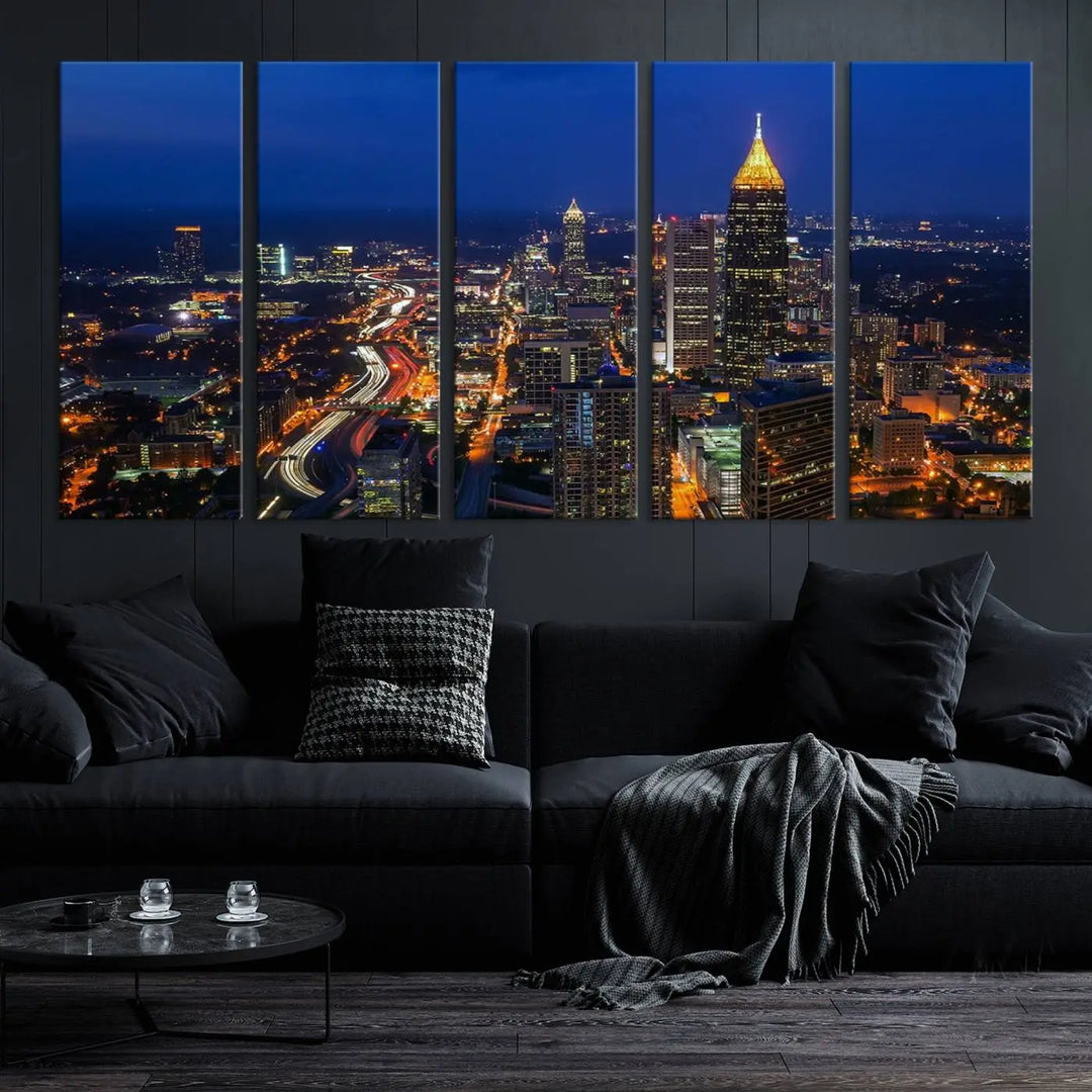 Atlanta City View Wall Art Canvas Print 