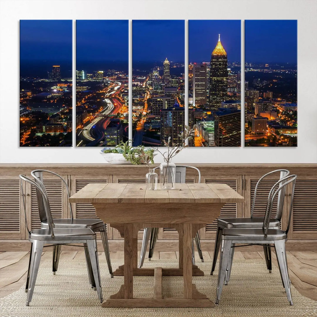 Atlanta City View Wall Art Canvas Print 