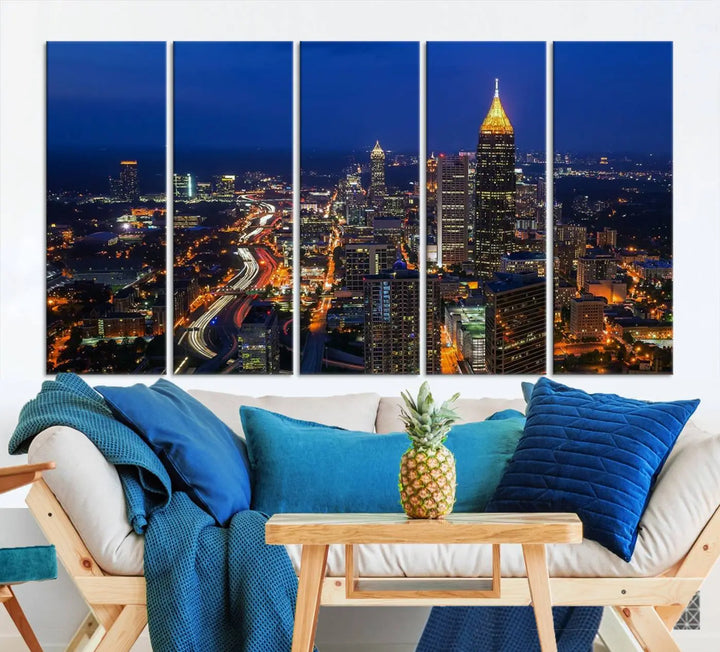 Atlanta City View Wall Art Canvas Print 