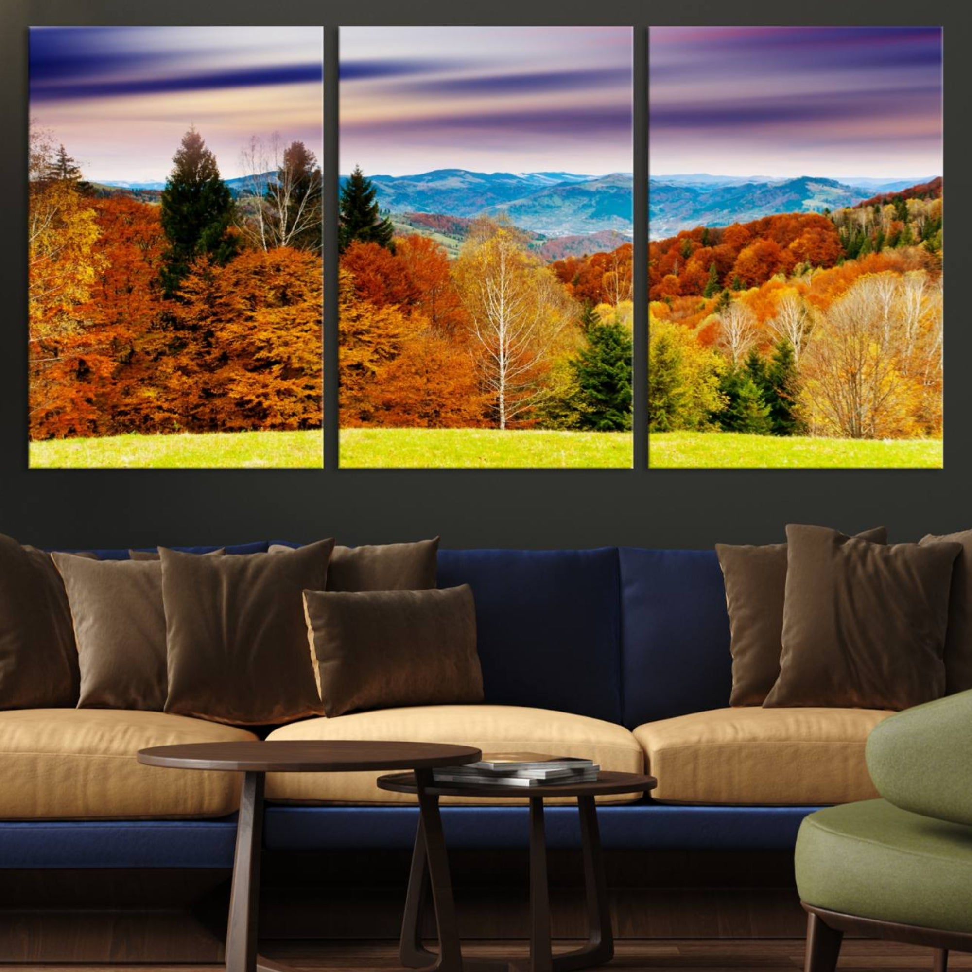 80908-MGV-CV-36X24-Autumn Forest Mountain Wall Art Canvas Print | Colorful Giclee Forest Canvas Print | Scenic