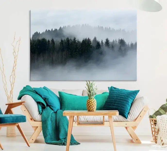 The Autumn and Misty Trees in the Forest Wall Art Canvas Print is crafted on museum-quality canvas with a UV-protective coating. It features a striking three-panel design that portrays a misty forest. This versatile décor piece suits any room, and you can enjoy free shipping directly to your doorstep.