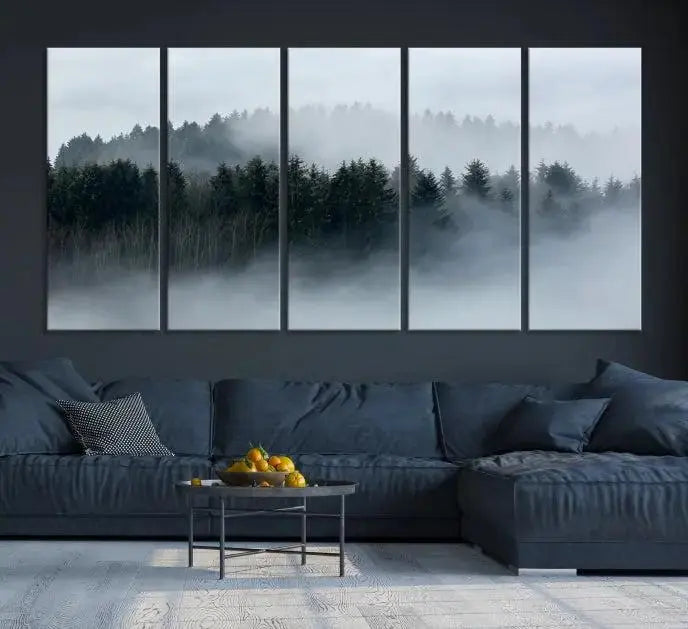 The Autumn and Misty Trees in the Forest Wall Art Canvas Print is crafted on museum-quality canvas with a UV-protective coating. It features a striking three-panel design that portrays a misty forest. This versatile décor piece suits any room, and you can enjoy free shipping directly to your doorstep.