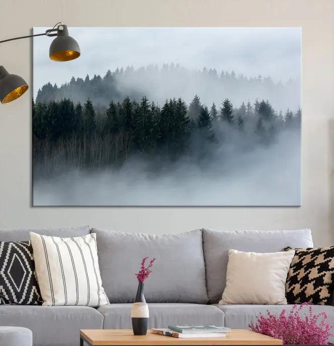 The Autumn and Misty Trees in the Forest Wall Art Canvas Print is crafted on museum-quality canvas with a UV-protective coating. It features a striking three-panel design that portrays a misty forest. This versatile décor piece suits any room, and you can enjoy free shipping directly to your doorstep.