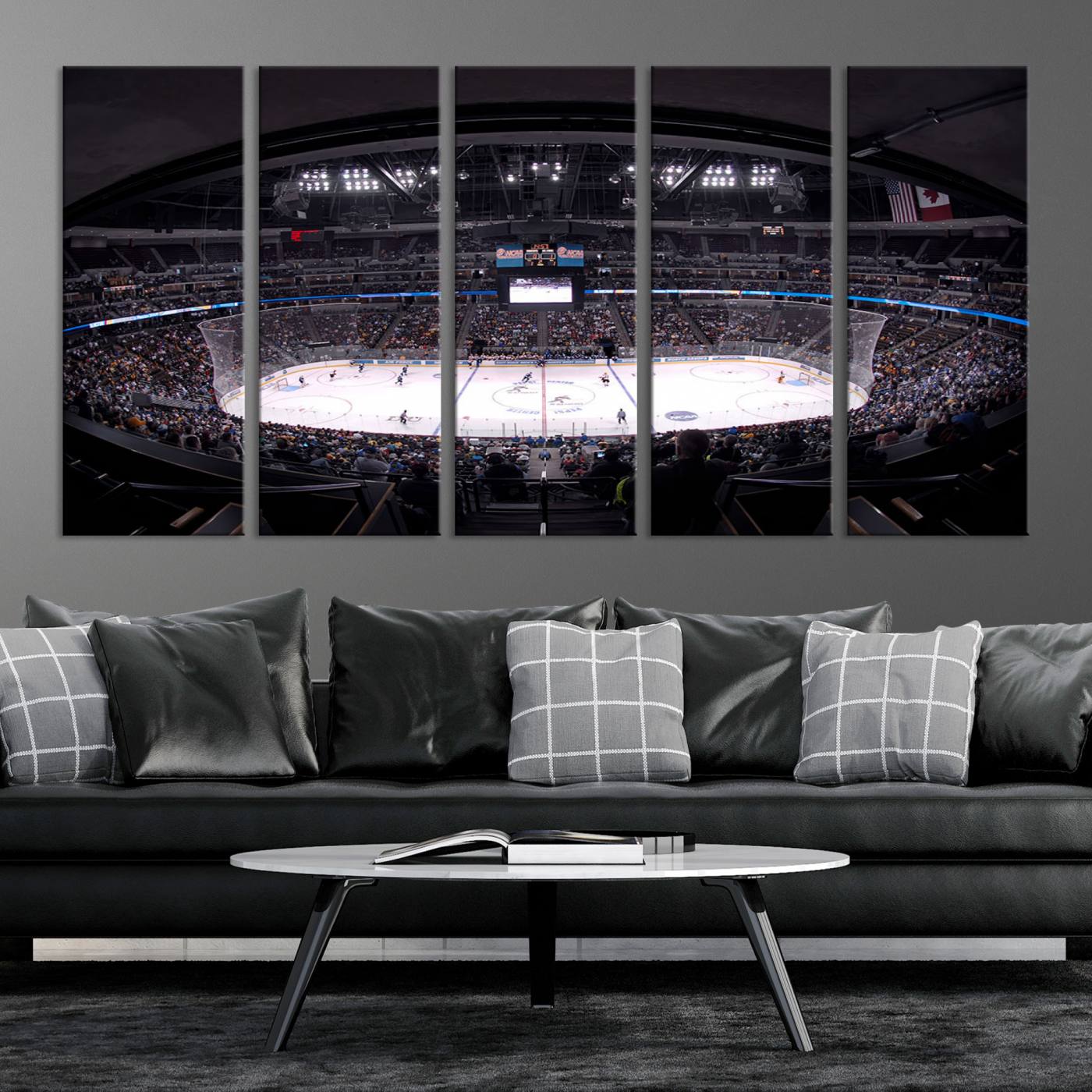 54576-MGV-CV-36X24-Ball Arena Denver Colorado Avalanche Hockey Team Wall Art Canvas Print - Denver Ice Hockey Stadium Print Canvas