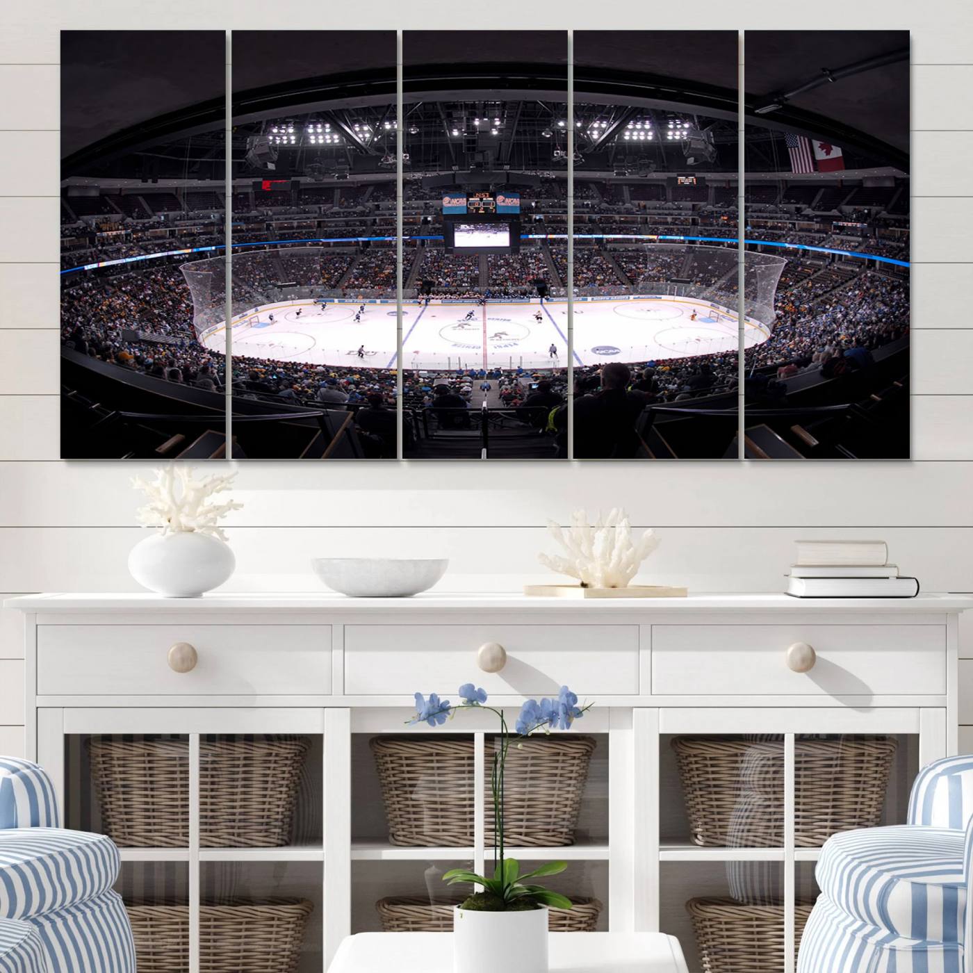 54576-MGV-CV-60X31-5P-Ball Arena Denver Colorado Avalanche Hockey Team Wall Art Canvas Print - Denver Ice Hockey Stadium Print Canvas