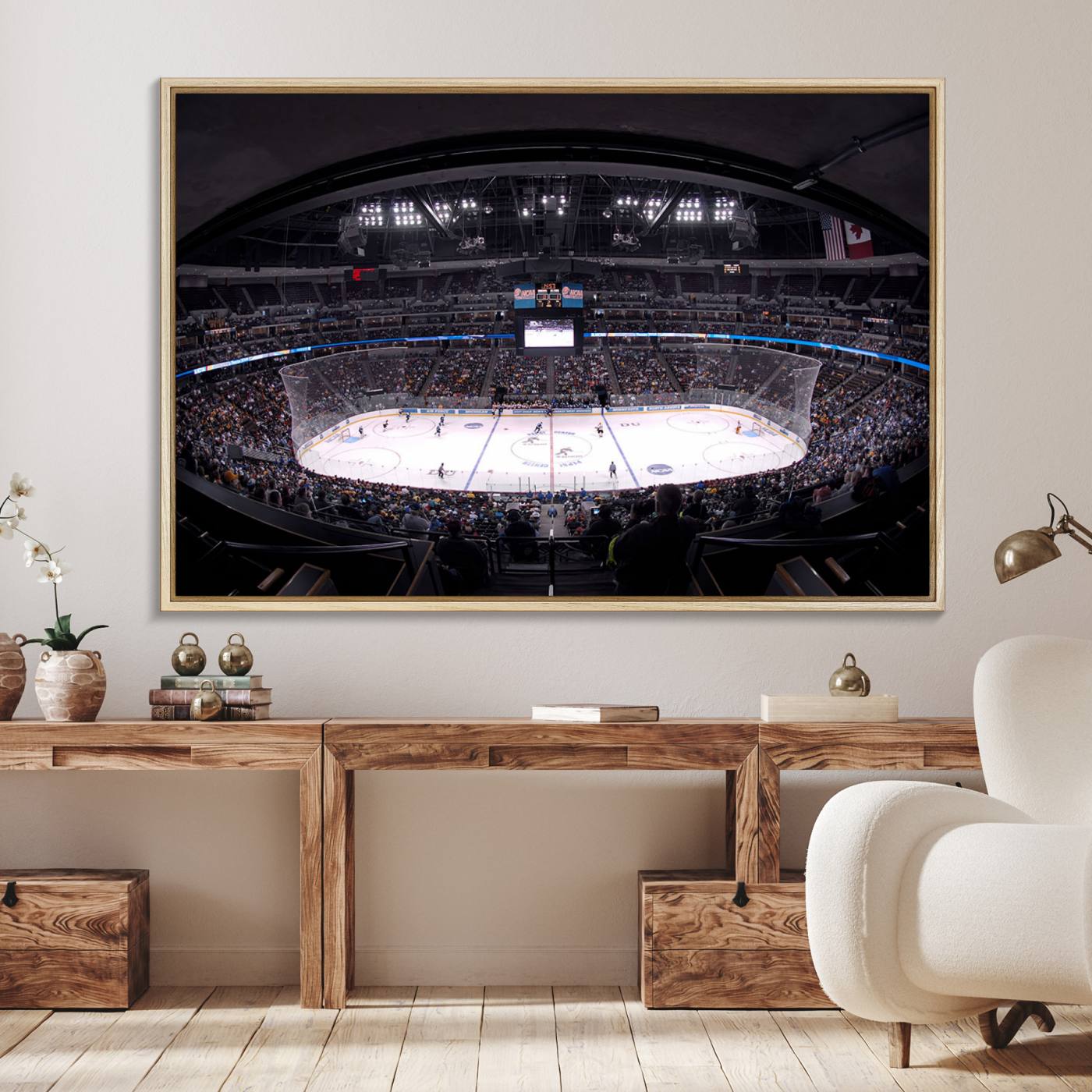 54576-MGV-FC-36X24_Natural-Ball Arena Denver Colorado Avalanche Hockey Team Wall Art Canvas Print - Denver Ice Hockey Stadium Print Canvas