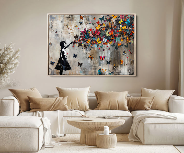 Banksy Butterfly Girl Wall Art | 3-Piece Butterfly Girl Canvas