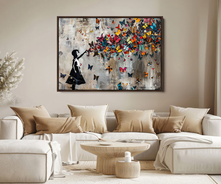Banksy Butterfly Girl Wall Art | 3-Piece Butterfly Girl Canvas