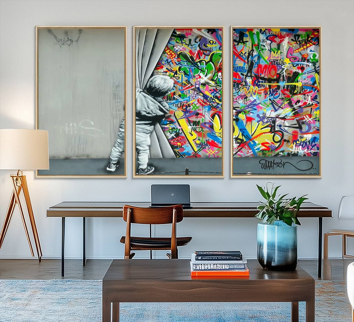 Banksy Colorful Street Graffiti Canvas for Home or Office