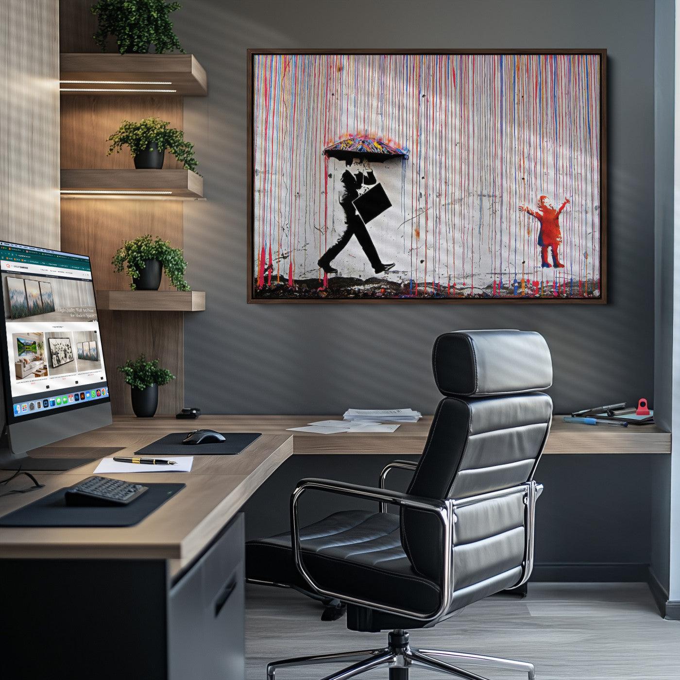 Banksy Wall Art Canvas Print, Graffiti Print, Framed Banksy Urban Graffiti Art Print, Large Abstract Banksy Printing Perfect for Modern
