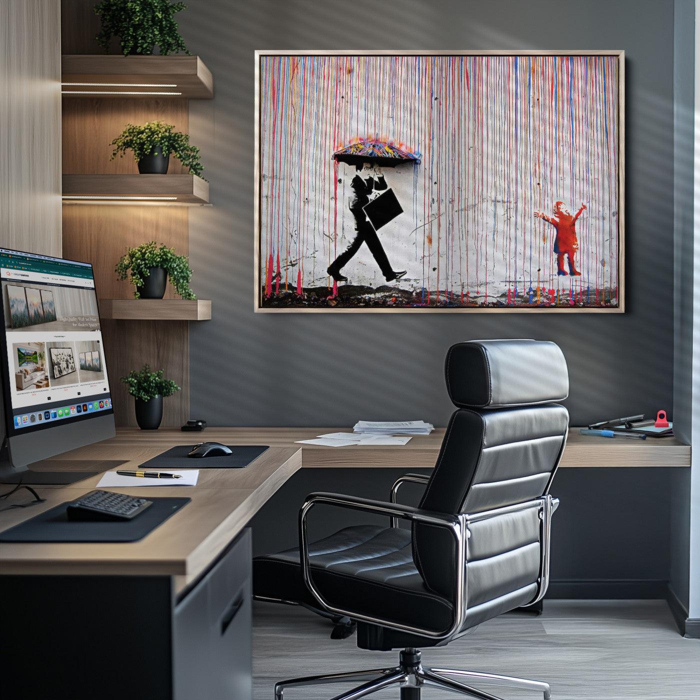 Banksy Wall Art Canvas Print, Graffiti Print, Framed Banksy Urban Graffiti Art Print, Large Abstract Banksy Printing Perfect for Modern