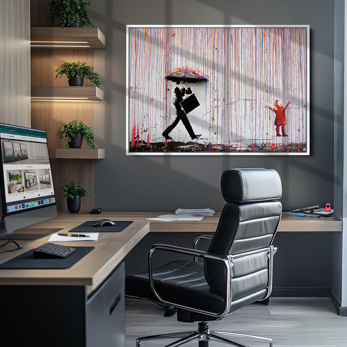 Banksy Wall Art Canvas Print, Graffiti Print, Framed Banksy Urban Graffiti Art Print, Large Abstract Banksy Printing Perfect for Modern