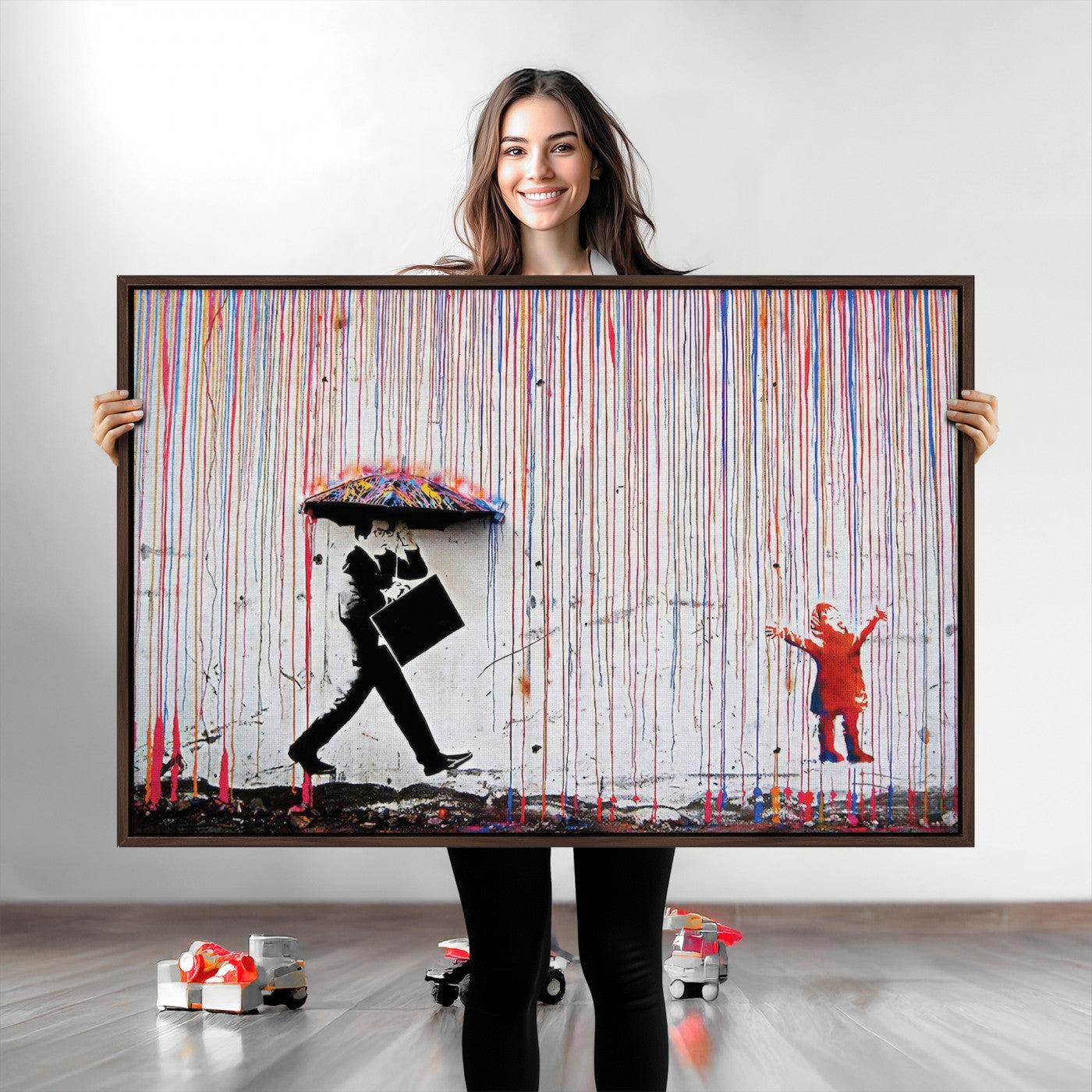 Banksy Wall Art Canvas Print, Graffiti Print, Framed Banksy Urban Graffiti Art Print, Large Abstract Banksy Printing Perfect for Modern