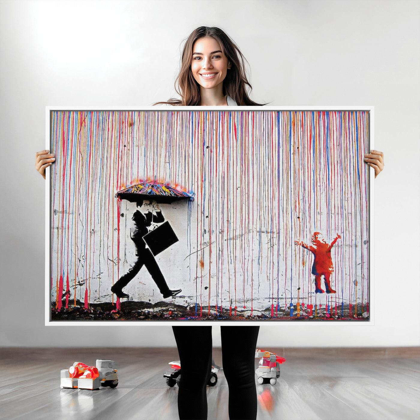Banksy Wall Art Canvas Print, Graffiti Print, Framed Banksy Urban Graffiti Art Print, Large Abstract Banksy Printing Perfect for Modern