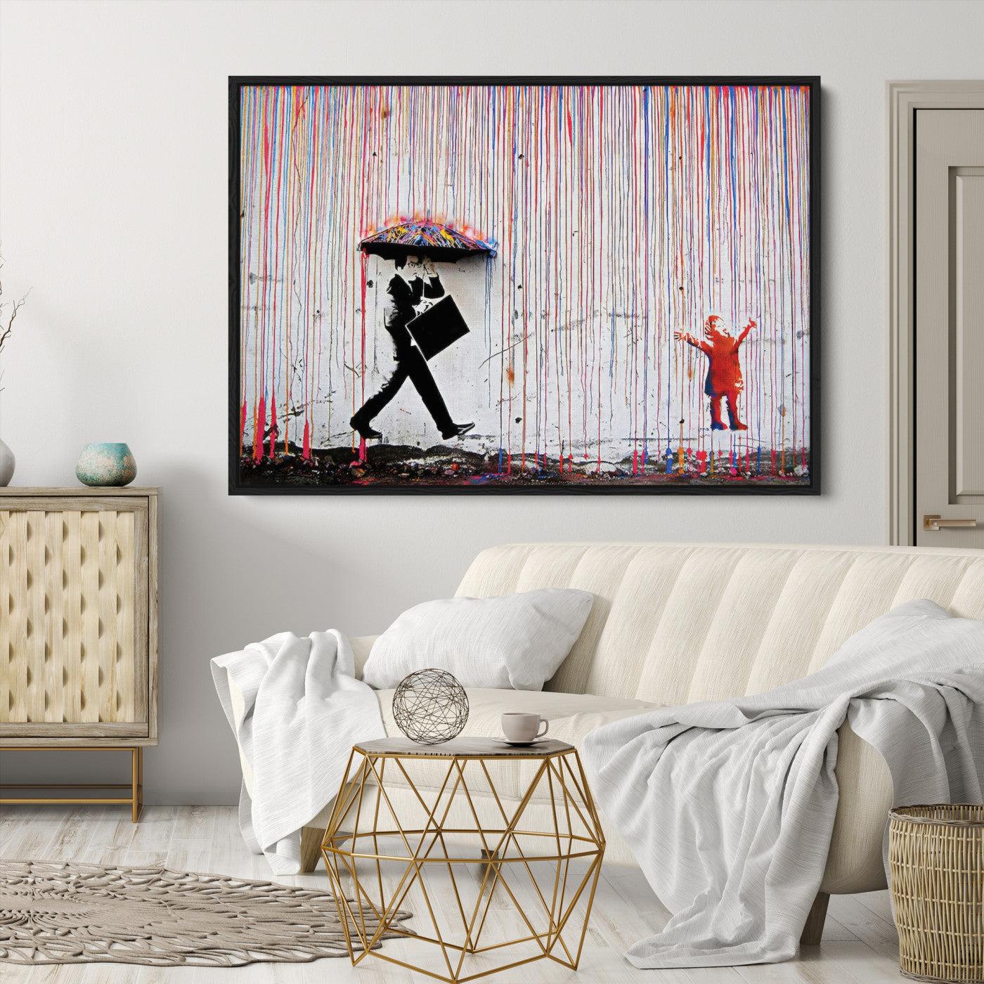 Banksy Wall Art Canvas Print, Graffiti Print, Framed Banksy Urban Graffiti Art Print, Large Abstract Banksy Printing Perfect for Modern