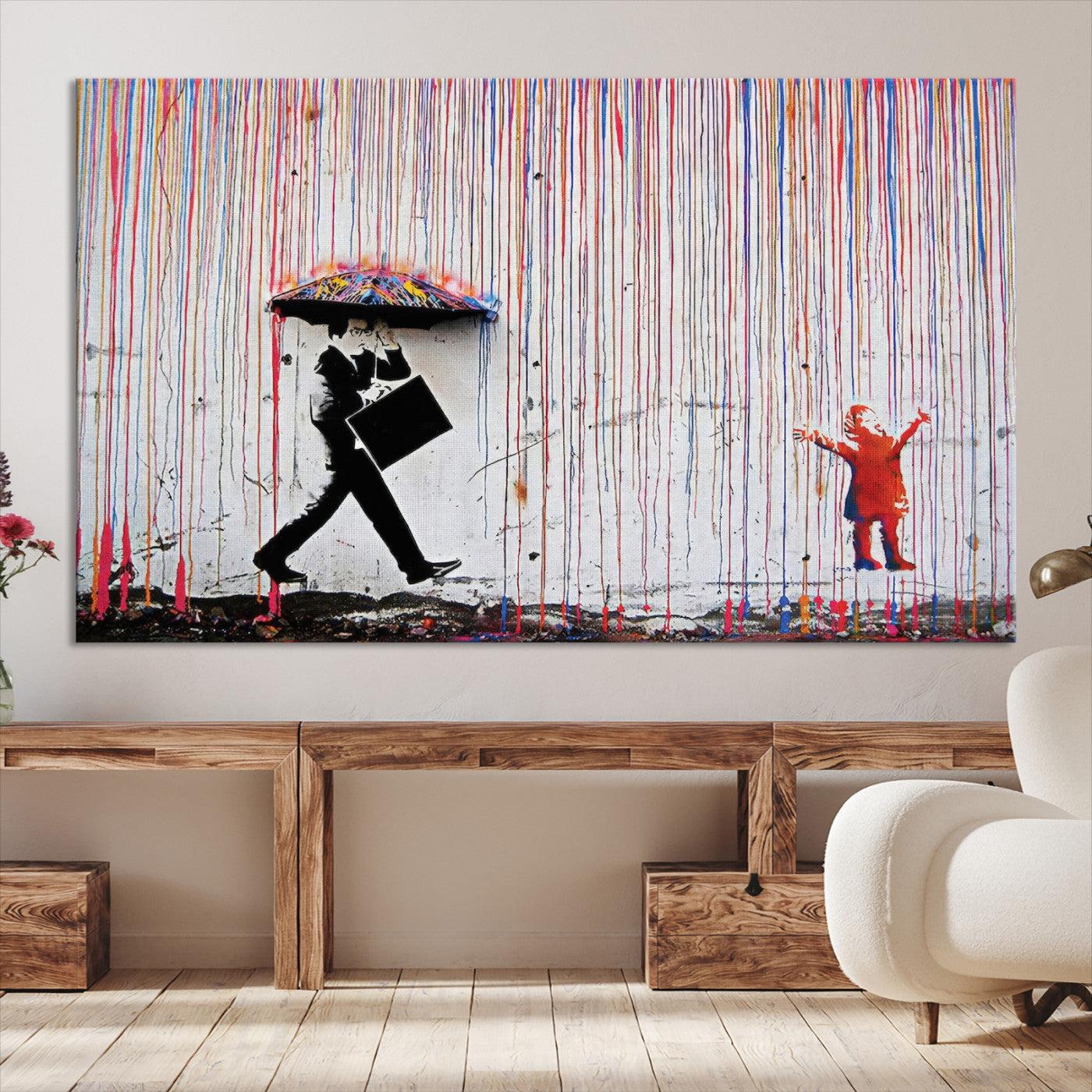 Banksy Wall Art Canvas Print, Graffiti Print, Framed Banksy Urban Graffiti Art Print, Large Abstract Banksy Printing Perfect for Modern