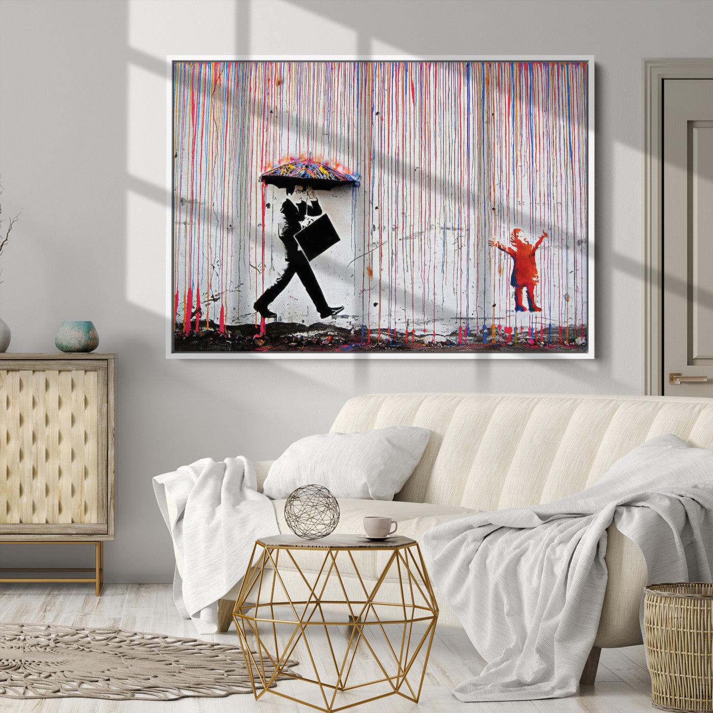 Banksy Wall Art Canvas Print, Graffiti Print, Framed Banksy Urban Graffiti Art Print, Large Abstract Banksy Printing Perfect for Modern
