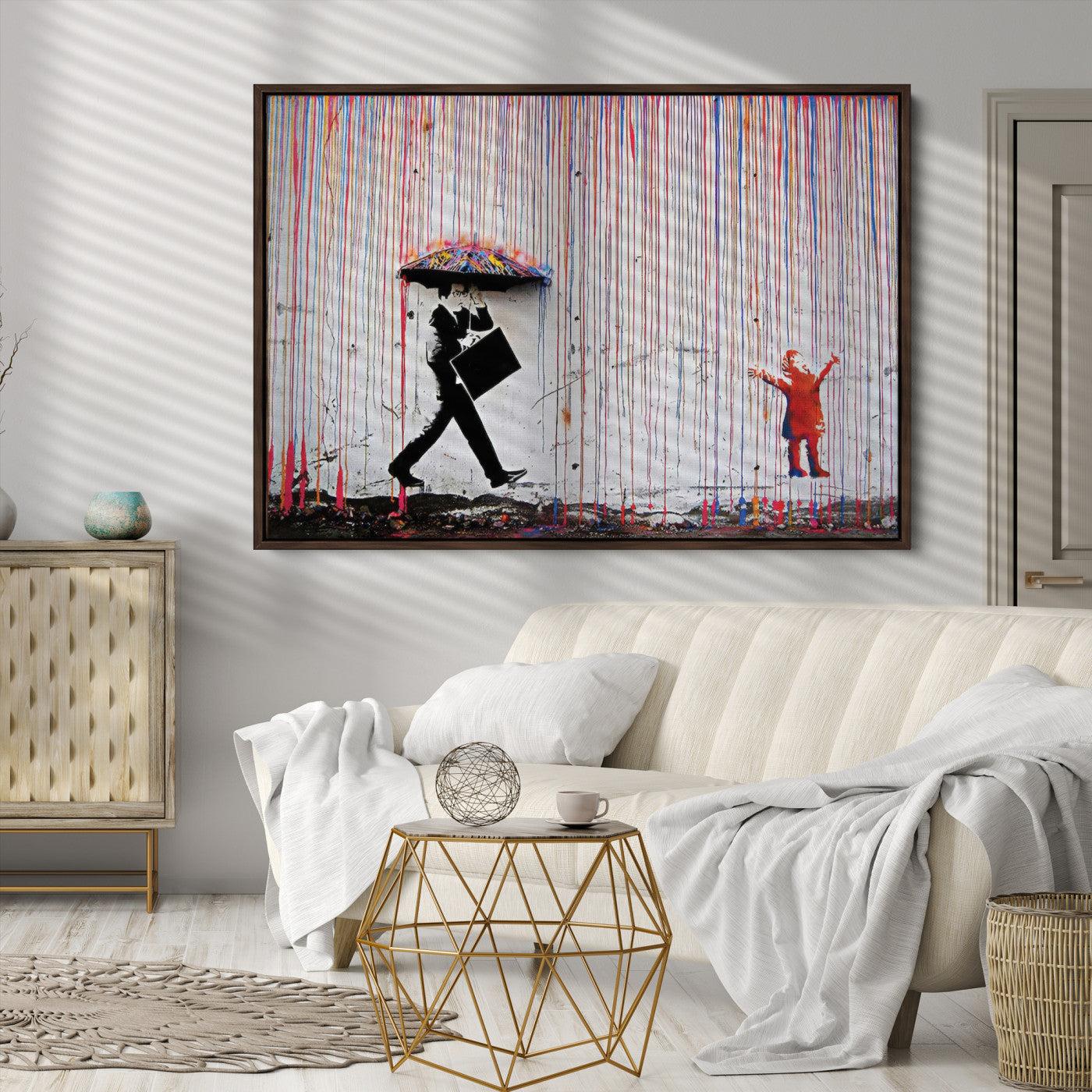 Banksy Wall Art Canvas Print, Graffiti Print, Framed Banksy Urban Graffiti Art Print, Large Abstract Banksy Printing Perfect for Modern