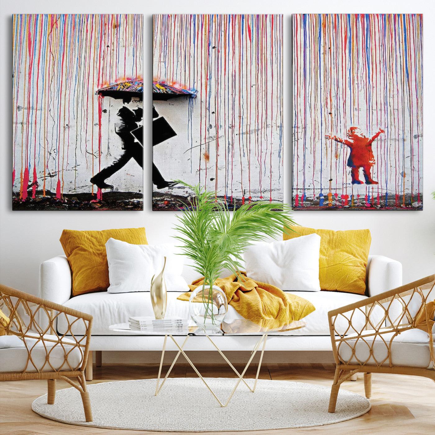 Banksy Wall Art Canvas Print, Graffiti Print, Framed Banksy Urban Graffiti Art Print, Large Abstract Banksy Printing Perfect for Modern