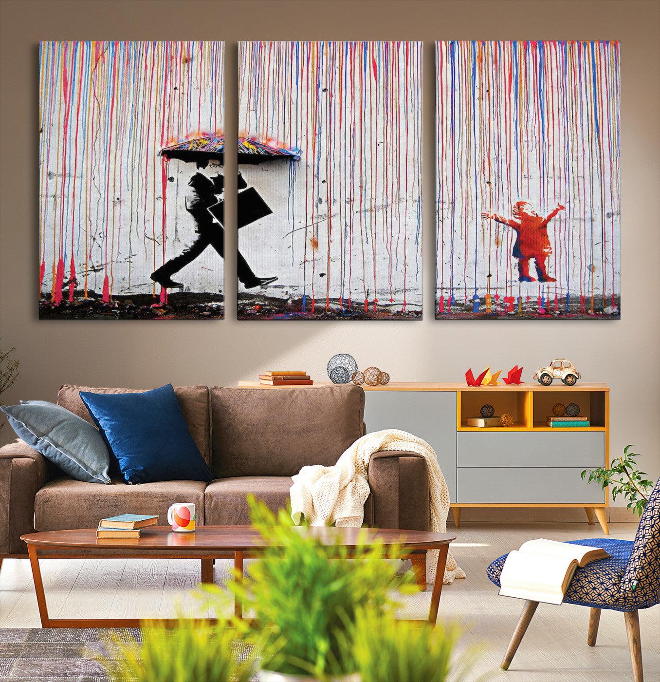 16292-MGV-CV-36X24-Banksy Wall Art Canvas Print, Graffiti Print, Framed Banksy Urban Graffiti Art Print, Large Abstract Banksy Printing Perfect for Modern