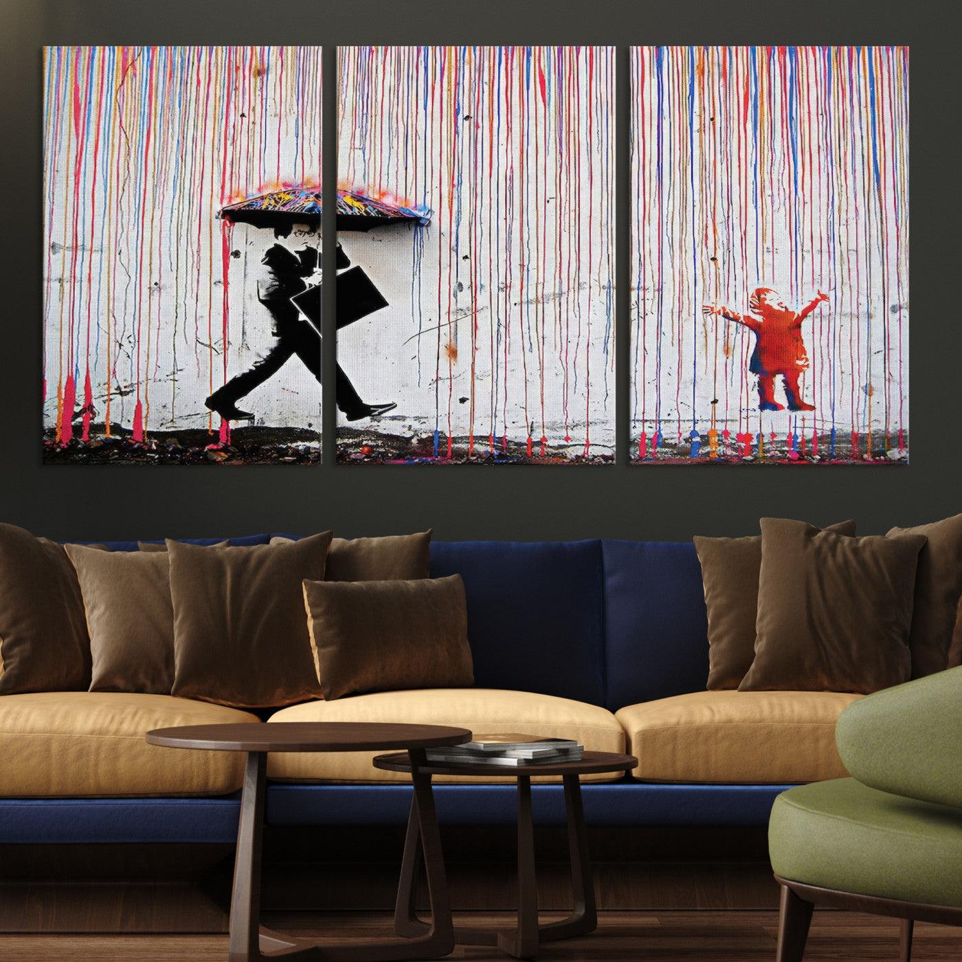 16292-MGV-CV-36X24-Banksy Wall Art Canvas Print, Graffiti Print, Framed Banksy Urban Graffiti Art Print, Large Abstract Banksy Printing Perfect for Modern