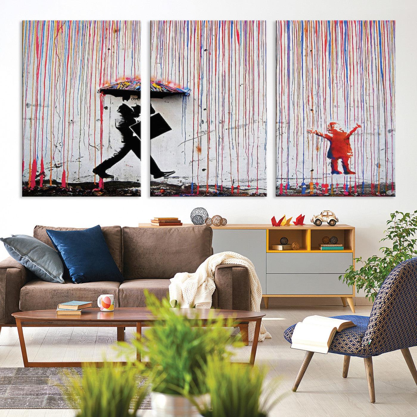 16292-MGV-CV-36X24-Banksy Wall Art Canvas Print, Graffiti Print, Framed Banksy Urban Graffiti Art Print, Large Abstract Banksy Printing Perfect for Modern